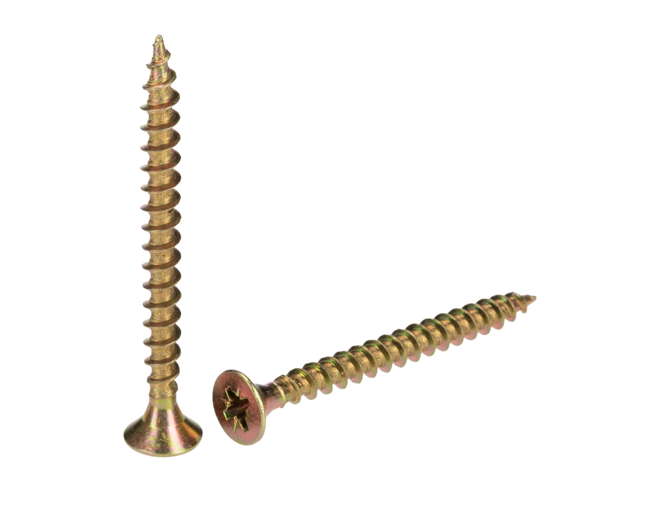 RS PRO Pozidriv Countersunk Steel Wood Screw, Yellow Passivated, Zinc Plated, 5mm Thread, 2.17in Length, 55mm Length