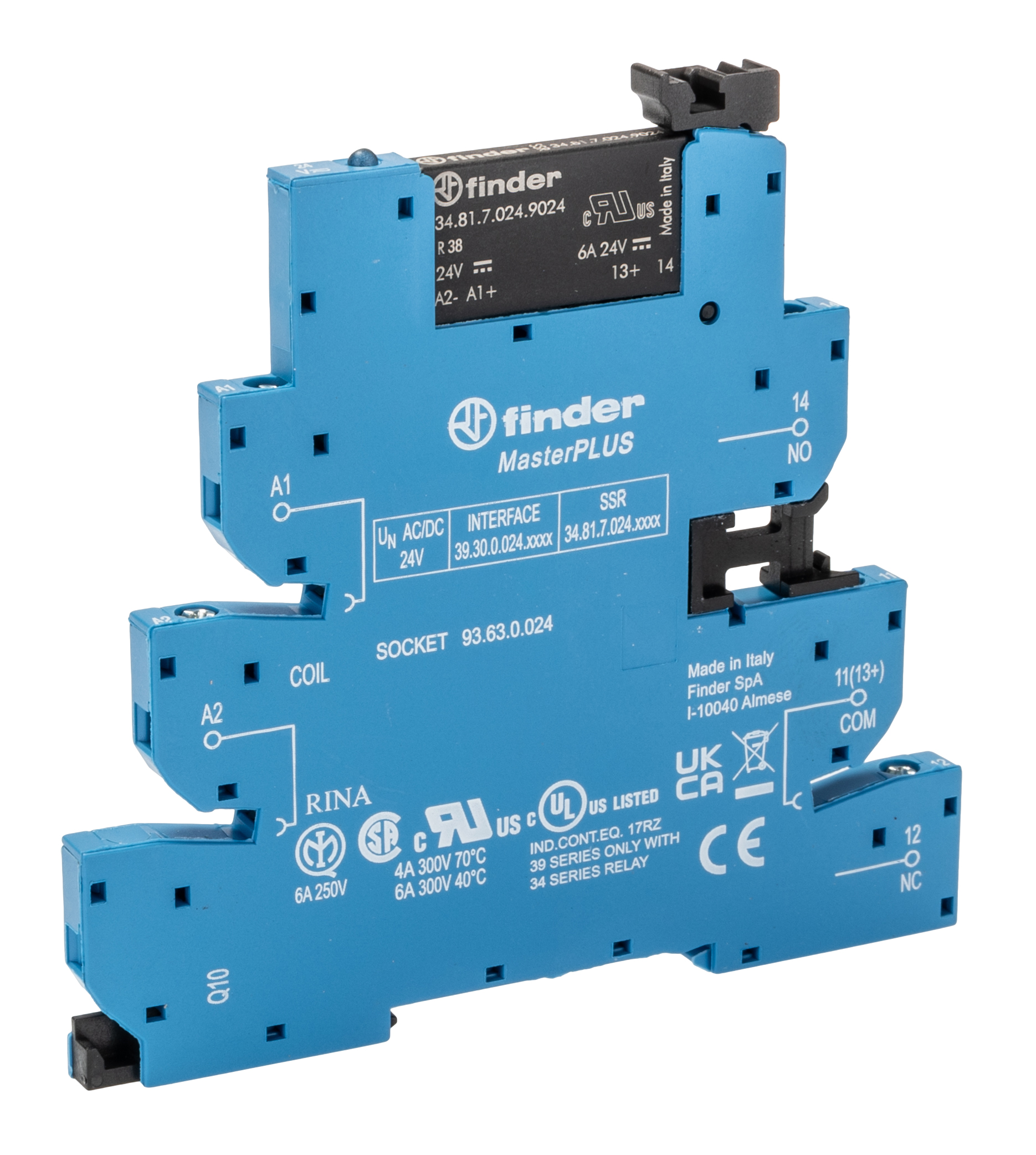 Finder Series 39 Series Solid State Interface Relay, 26.4 V ac/dc Control, 6 A Load, DIN Rail Mount