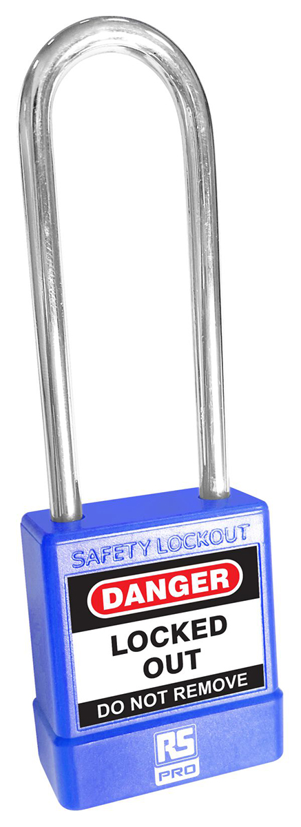 RS PRO Blue ABS, Steel Safety Lockout Padlocks, 5mm Shackle, 73mm Attachment