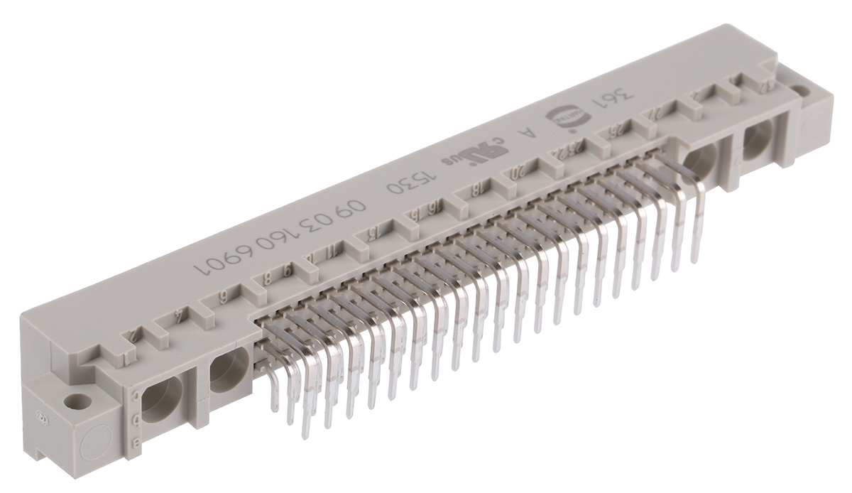 HARTING 60 + 4 Way 2.54mm Pitch, Type M Class C2, 3 Row, Right Angle DIN 41612 Connector, Plug