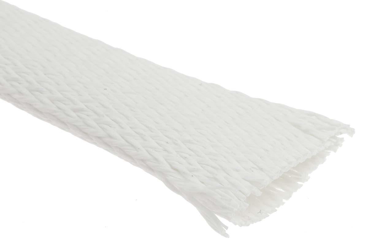 RS PRO Expandable Braided Fibreglass Natural Cable Sleeve, 20mm Diameter, 5m Length