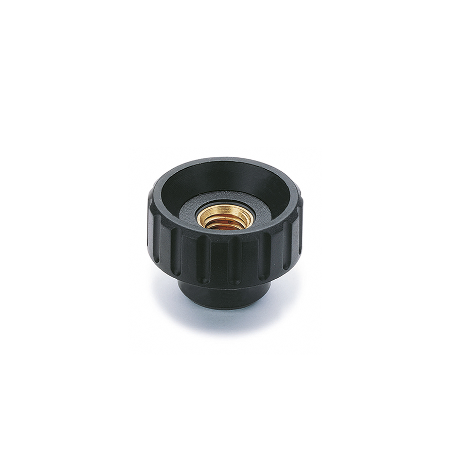 Elesa 6636 Black Polyamide Based Technopolymer Round Knob, M8, Threaded Through Hole