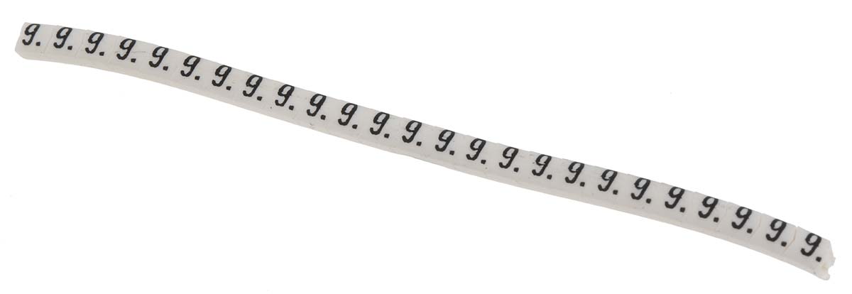 HellermannTyton Helagrip Slide On Cable Markers, Black on White, Pre-printed "9", 1 → 3mm Cable, 901-10353