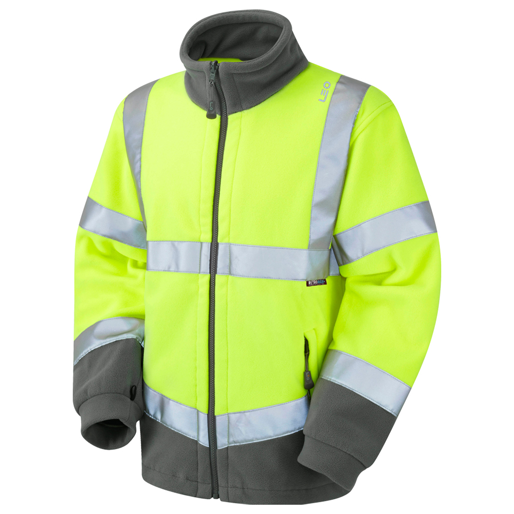 Leo Workwear Yellow Unisex Hi Vis Fleece, XL