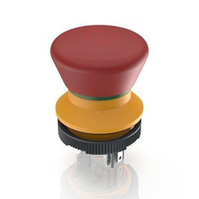 RAFI LUMOTAST 22 Series Latching Emergency Stop Push Button, PCB, 22.3mm Cutout, 2NC + 1NO, IP65