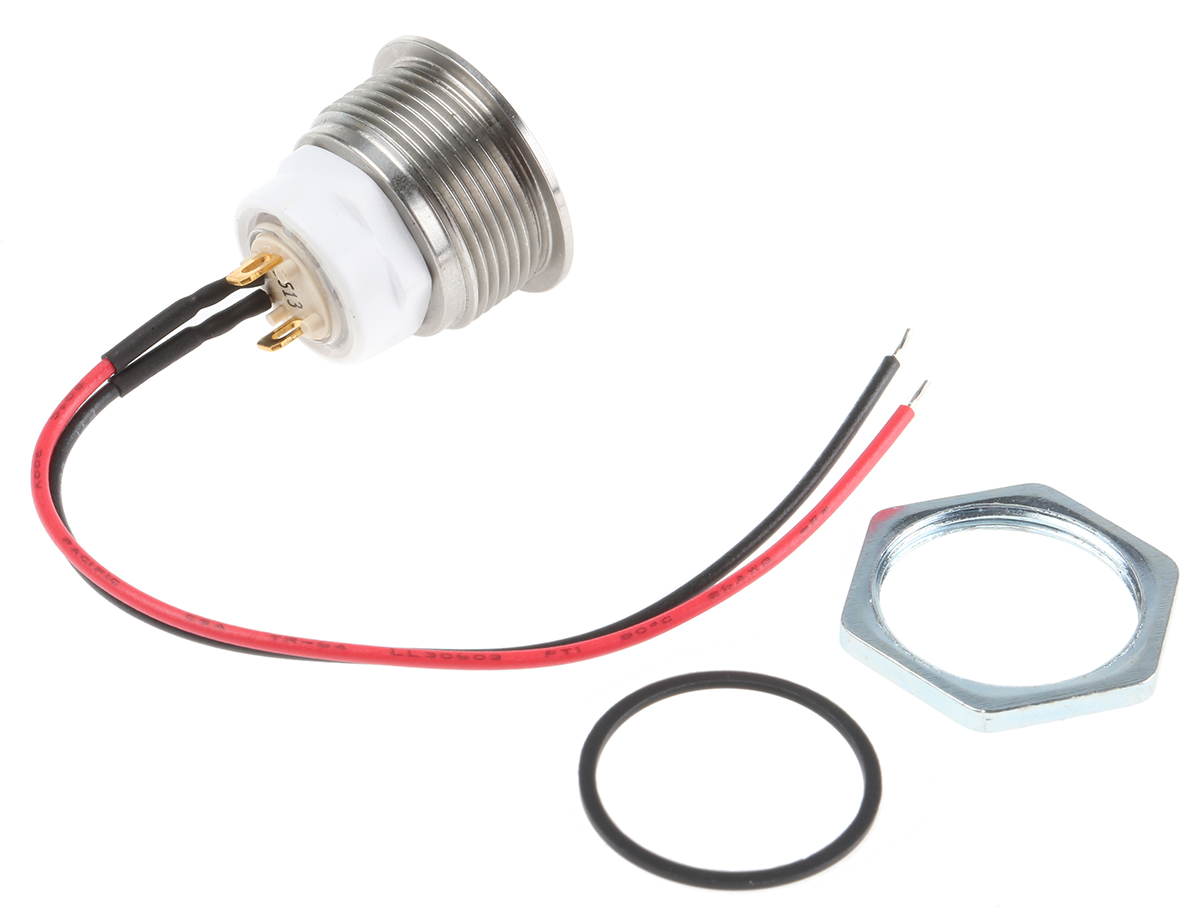 ITW Switches 48M Series Illuminated Push Button Switch, Momentary, Panel Mount, 19.43mm Cutout, SPST, Red LED, 48V dc,