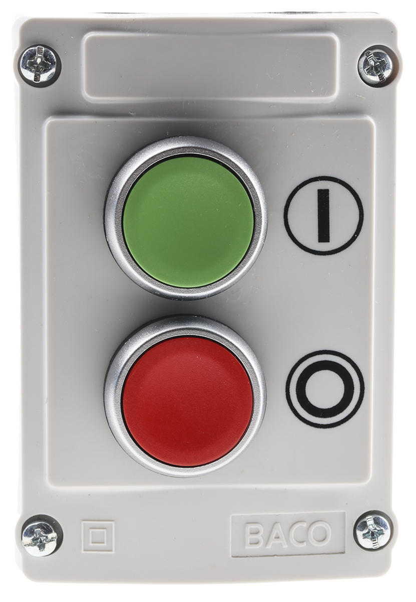 BACO Spring Return Control Station Switch - SPDT, Plastic, Green, Red, IP66