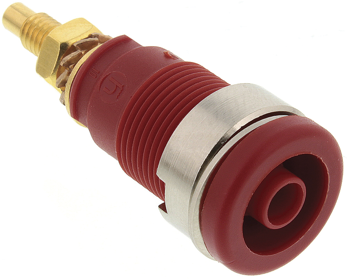 Hirschmann Test & Measurement Red Female Banana Socket, 4 mm Connector, Solder Termination, 32A, Gold Plating