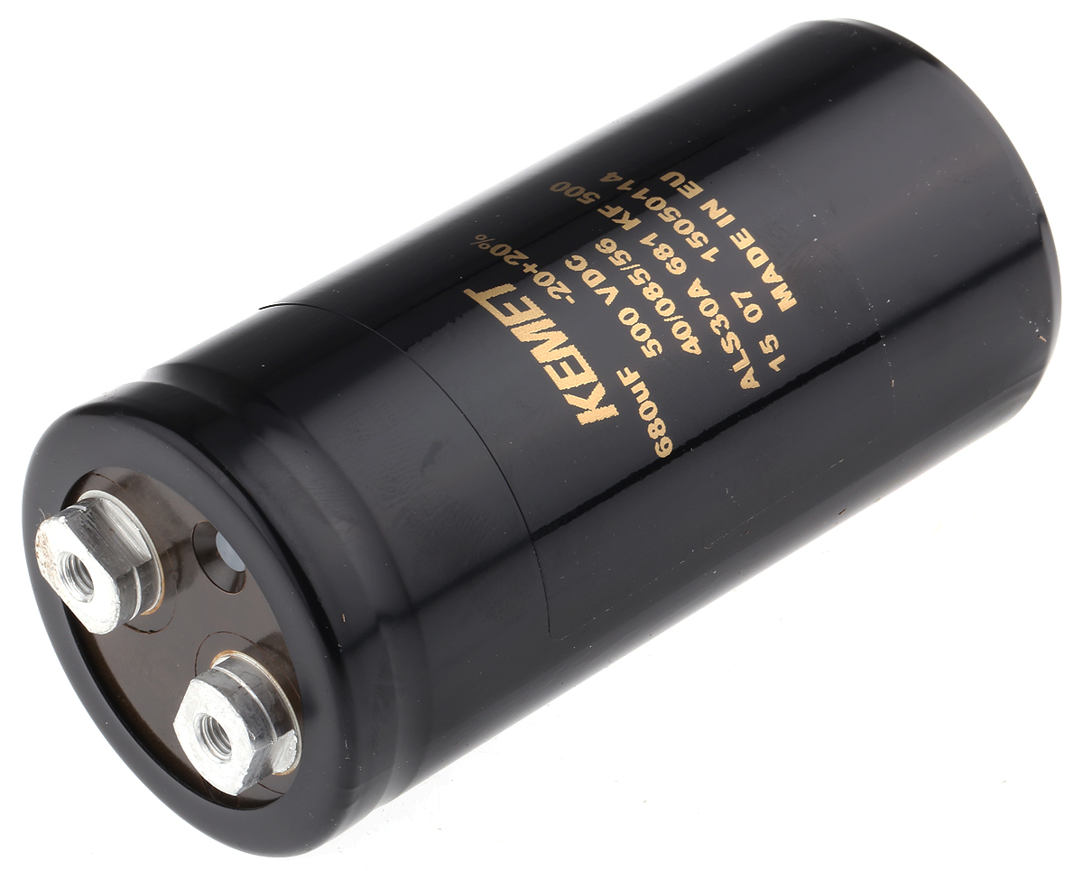 KEMET 680μF Aluminium Electrolytic Capacitor 500V dc, Screw Terminal - ALS30A681KF500