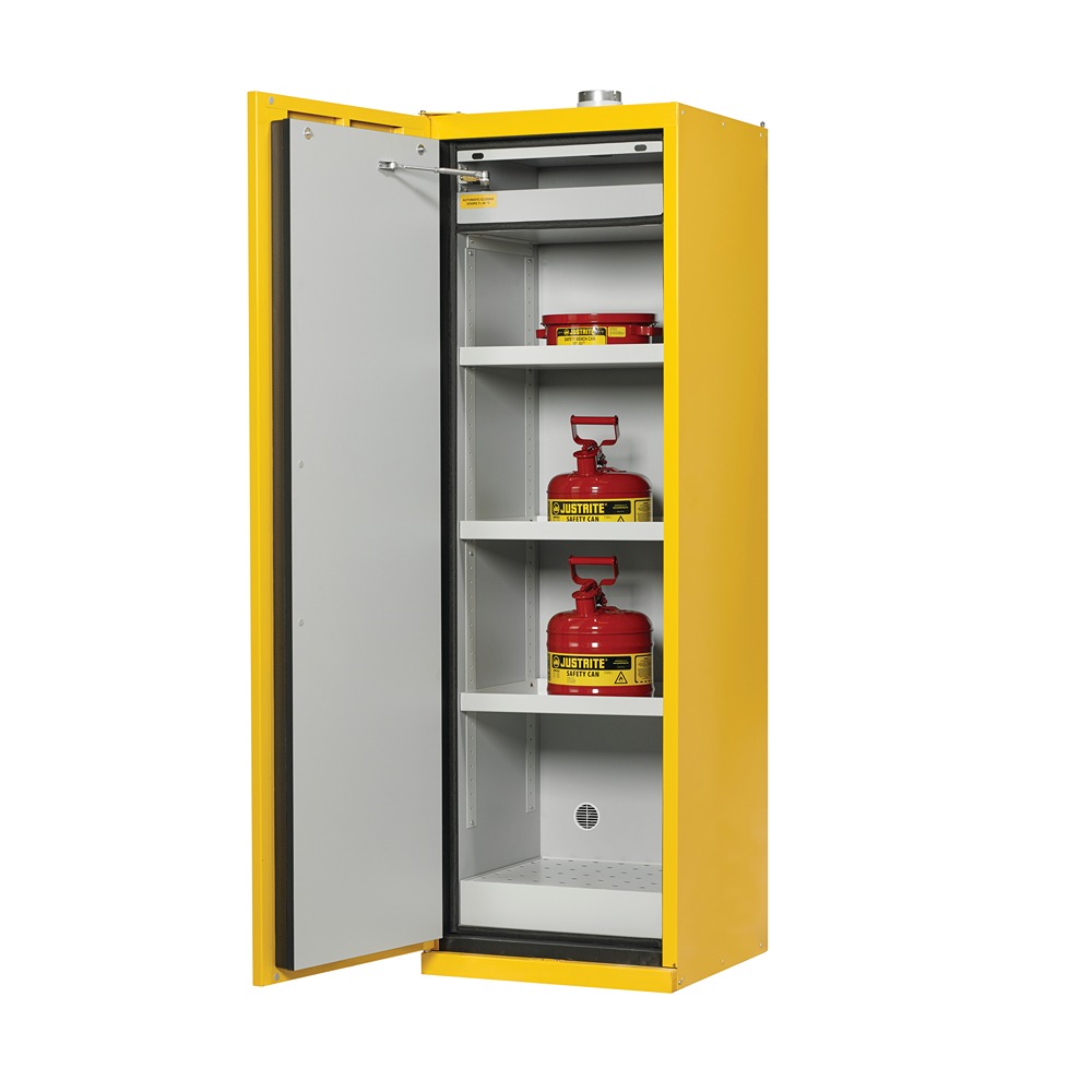 Justrite Yellow Galvanised Steel Lockable 2 Door Flammable Cabinet, 2070mm x 600mm x 600mm