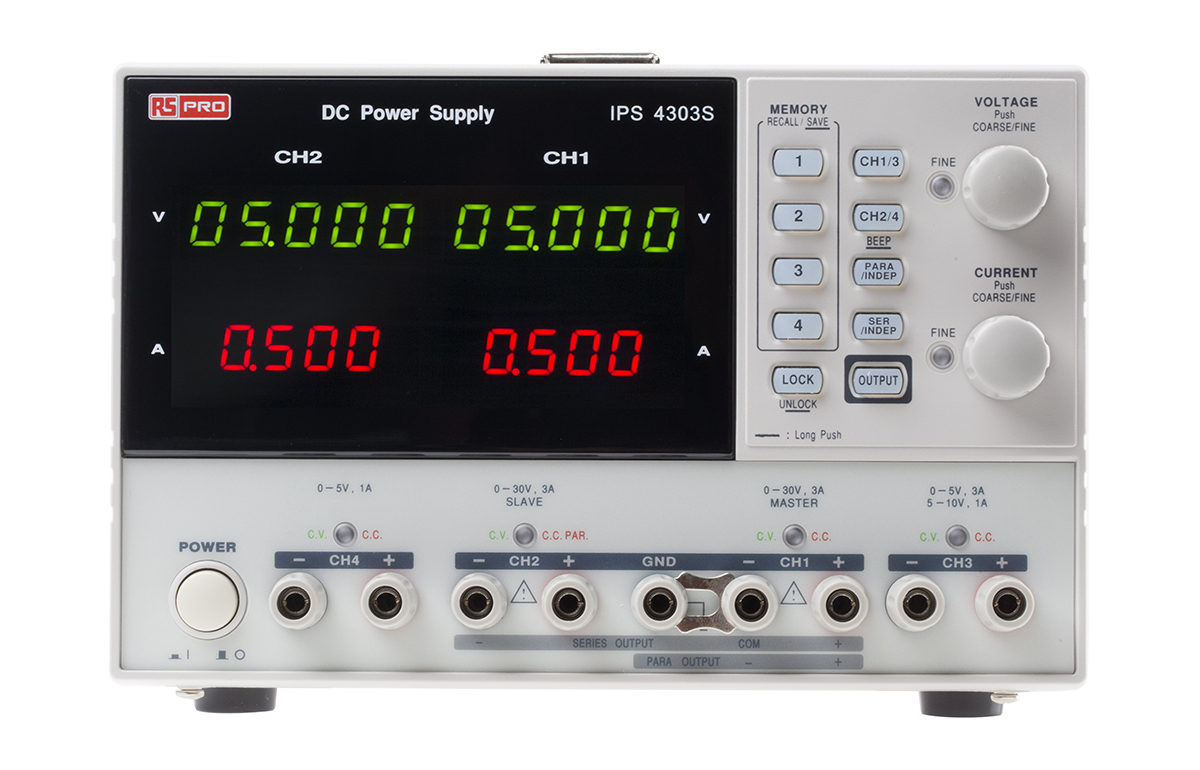 RS PRO Digital Bench Power Supply, 0 → 5V, 0 → 1A, 4-Output, 195W - RS Calibrated