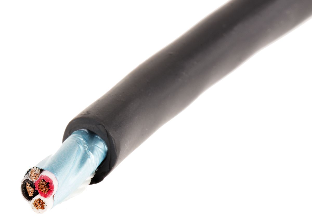 Alpha Wire Xtra-Guard 4 Performance Cable Control Cable, 3 Cores, 0.81 mm² 18 AWG, Screened, 30 m, Black Thermoplastic