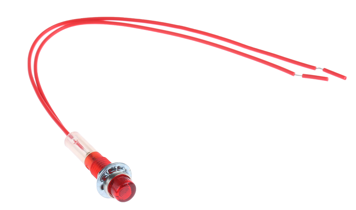 CAMDENBOSS Red Panel Mount Indicator, 240V, 6.4mm Mounting Hole Size, Lead Wires Termination