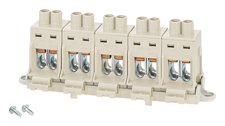 HENSEL DK Series Non-Fused Terminal Block, 5-Way, 102A, 6 → 25 mm² Wire, Screw Down Termination