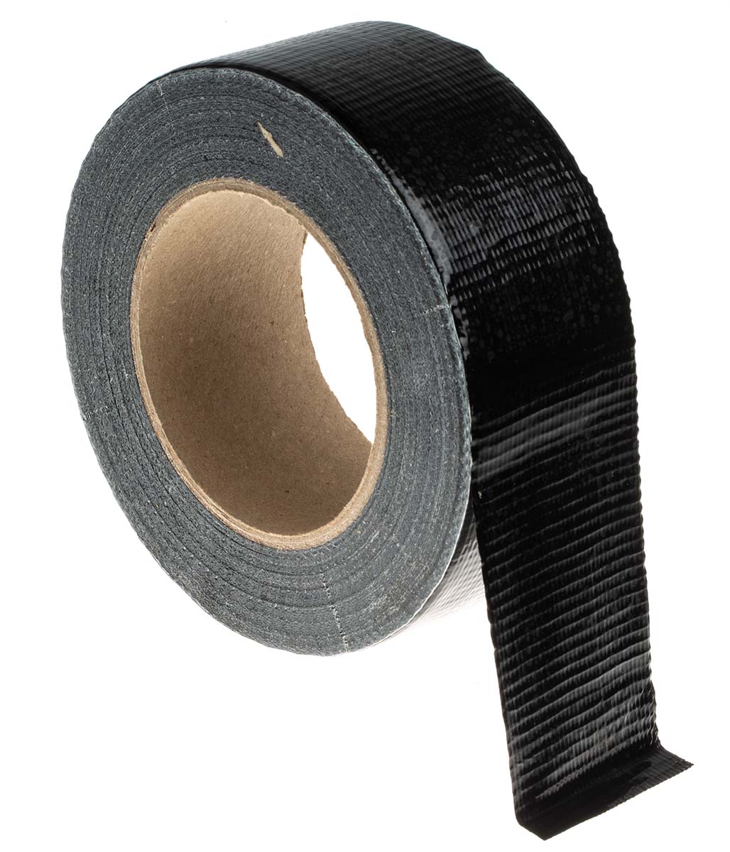 RS PRO Duct Tape, 50m x 50mm, Black, Gloss Finish