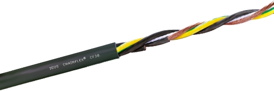 Igus chainflex CF30 Power Cable, 4 Cores, 1.5 mm², Unscreened, 25m, Black PVC Sheath, 15 AWG