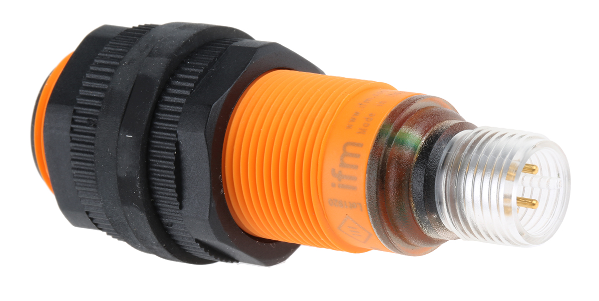 ifm electronic Ultrasonic Threaded Barrel Proximity Sensor, M18, 300 mm Detection, PNP NO/NC, 10 → 30 V dc