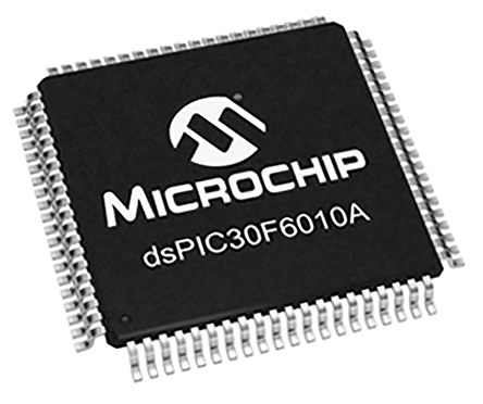 Microchip DSPIC30F6010A-30I/PF, 16 bit dsPIC, dsPIC30F Microcontroller, 25 MHz, 144kB FLASH, 80-Pin TQFP