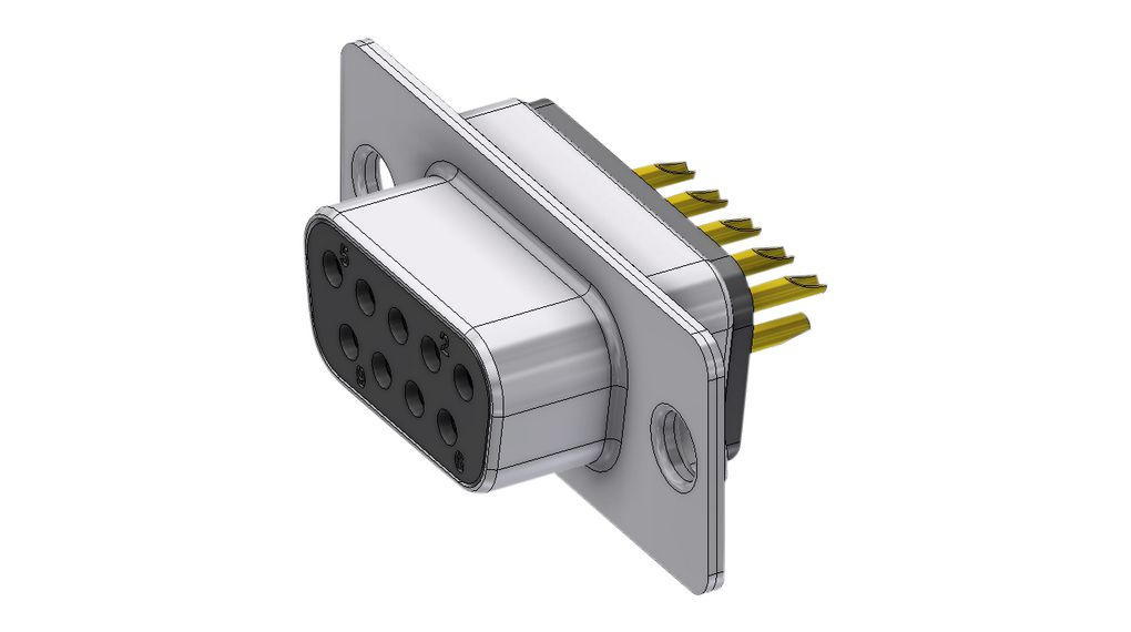 Deltron Connectors D09SZ 9 Way D-sub Connector Socket, with Screw Locks