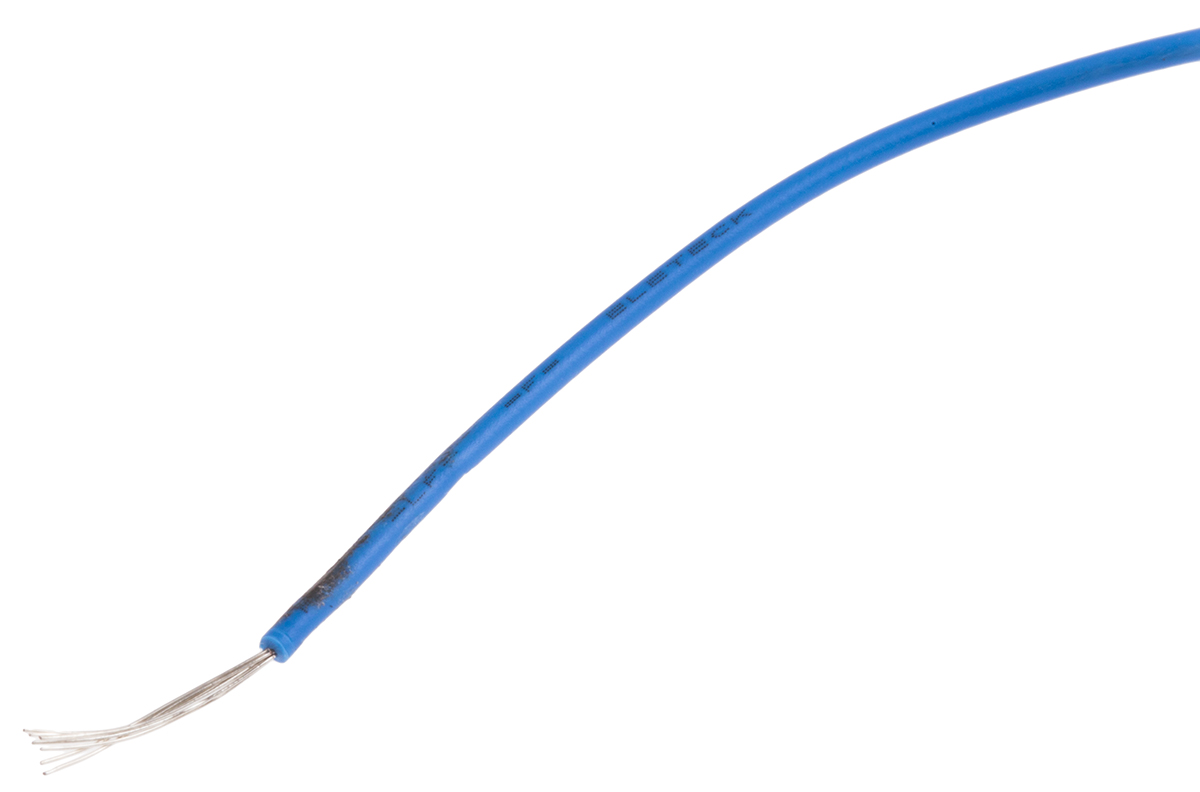 RS PRO Blue 0.08mm² Hook Up Wire, 28 AWG, 7/0.12 mm, 100m, PVC Insulation