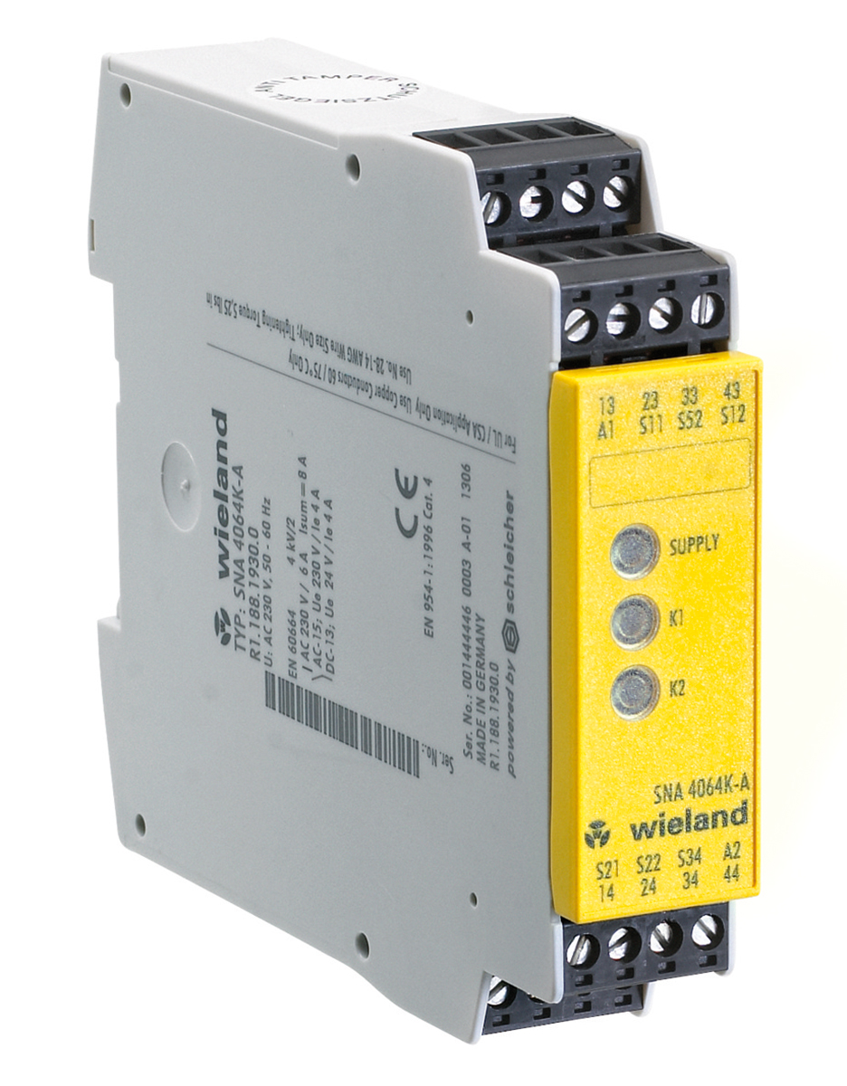 Wieland safeRELAY SNA 4063K 1 Auxiliary Contacts Safety Relay 24V ac/dc, Dual-Channel 3 Safety Contacts
