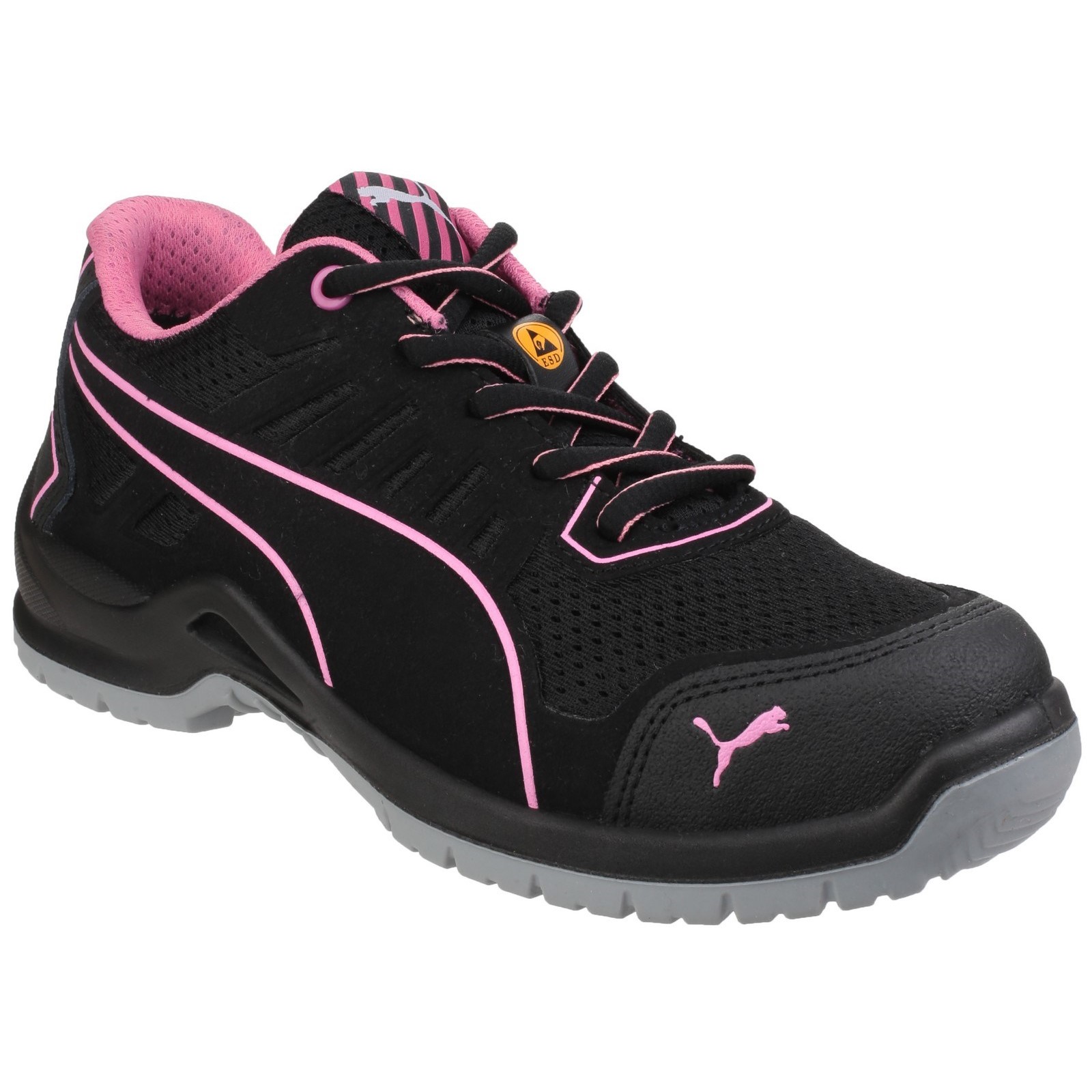 Puma Safety FUSE TC PINK Unisex Black/Pink Steel Toe Capped Safety Shoes, UK 4, EU 37
