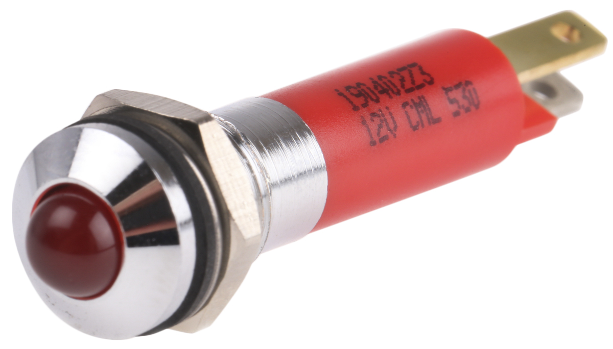 CML Innovative Technologies Red Panel Mount Indicator, 12V, 8mm Mounting Hole Size