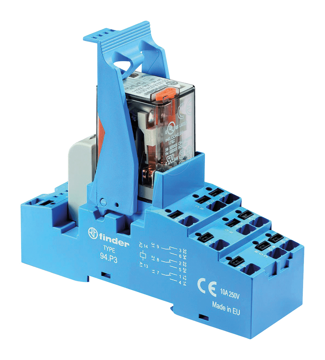 Finder 58 Series Interface Relay, DIN Rail Mount, 12V ac Coil, 3PDT, 3-Pole, 10A Load