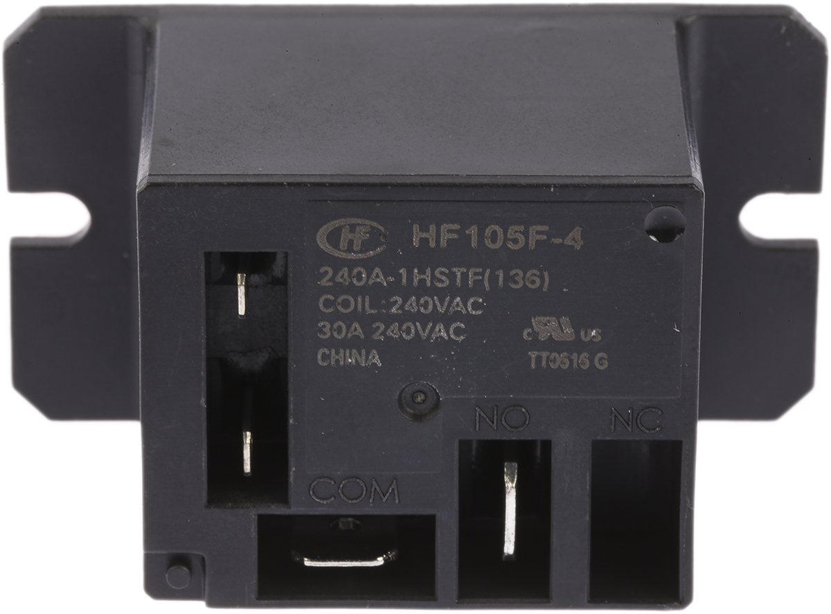 Hongfa Europe GMBH Flange Mount Power Relay, 240V ac Coil, 30A Switching Current, SPST