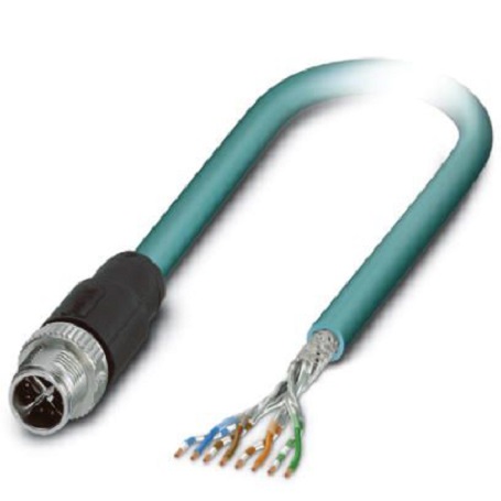 Phoenix Contact, 2m Cat6a, Blue M12 to Male Unterminated, Shielded Shielded, Terminated