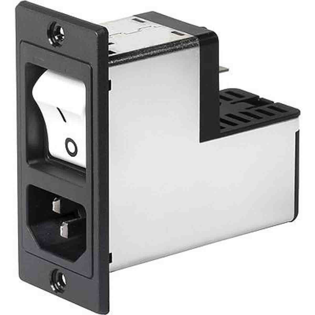Schurter 10A, 250 V ac Screw Mount Filtered IEC Connector 3-109-573