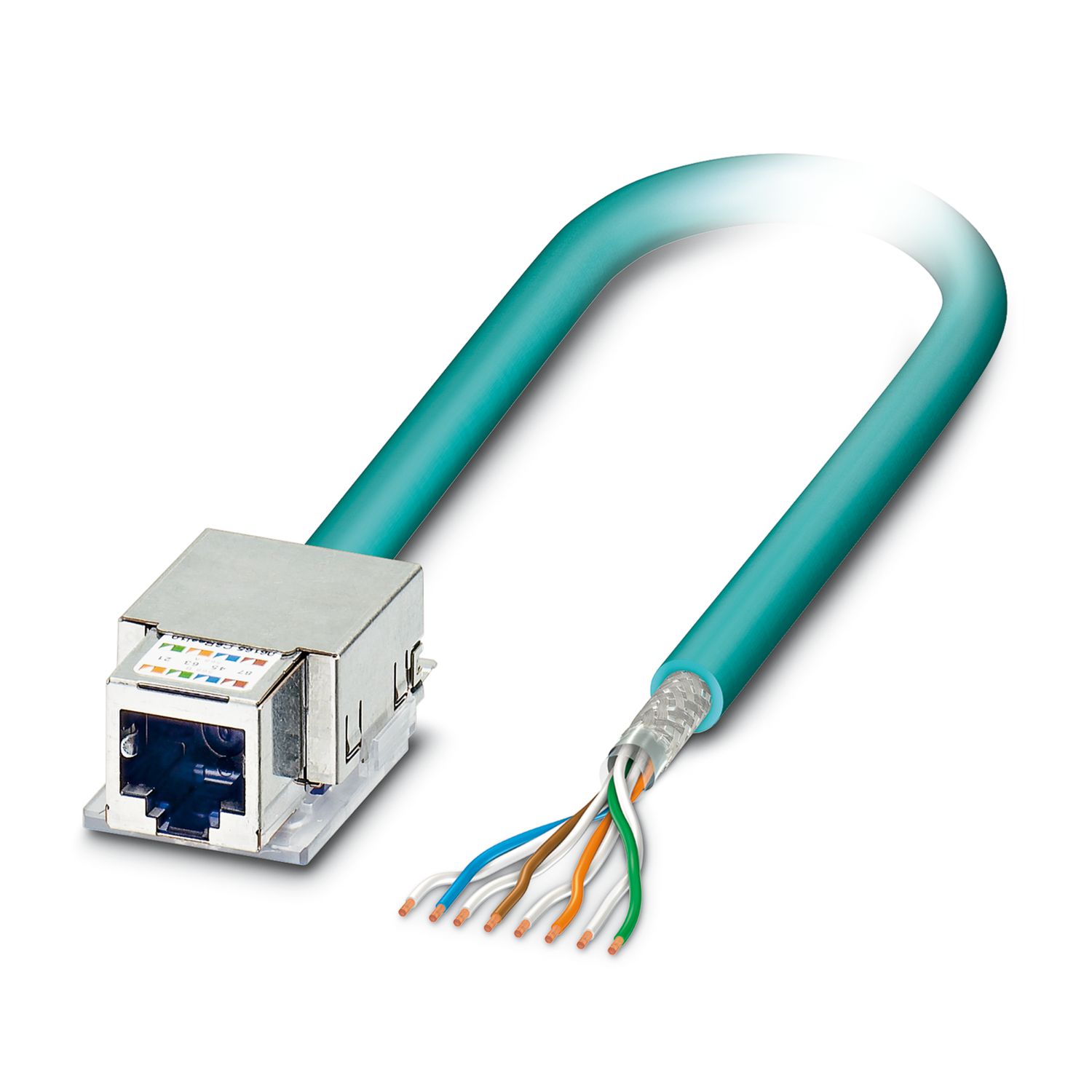 Phoenix ContactVS, 2m Cat6, Light Blue RJ45 to Female Unterminated, Shielded, Unterminated Polyurethane Sheath