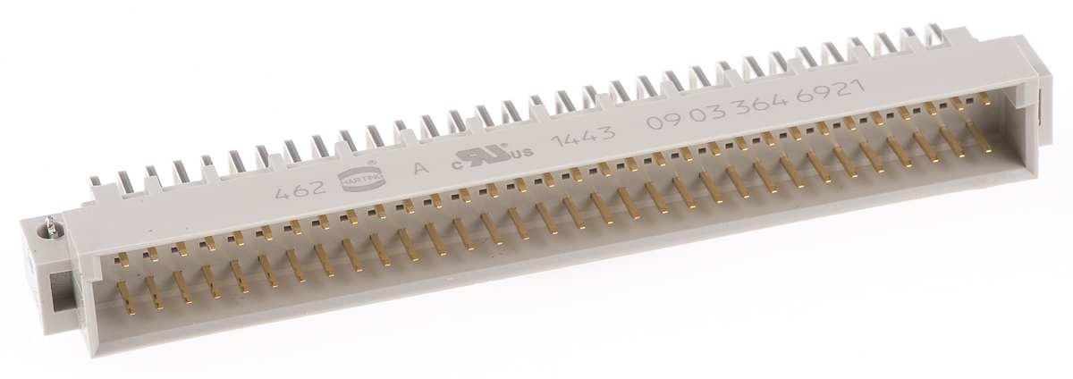 HARTING 09 03 64 Way 2.54mm Pitch, Type C Class C2, 3 Row, Right Angle DIN 41612 Connector, Plug