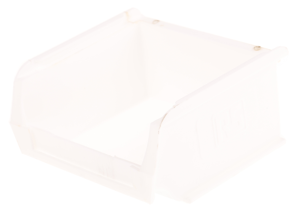 RS PRO PP Storage Bin, 90mm x 100mm x 50mm, White