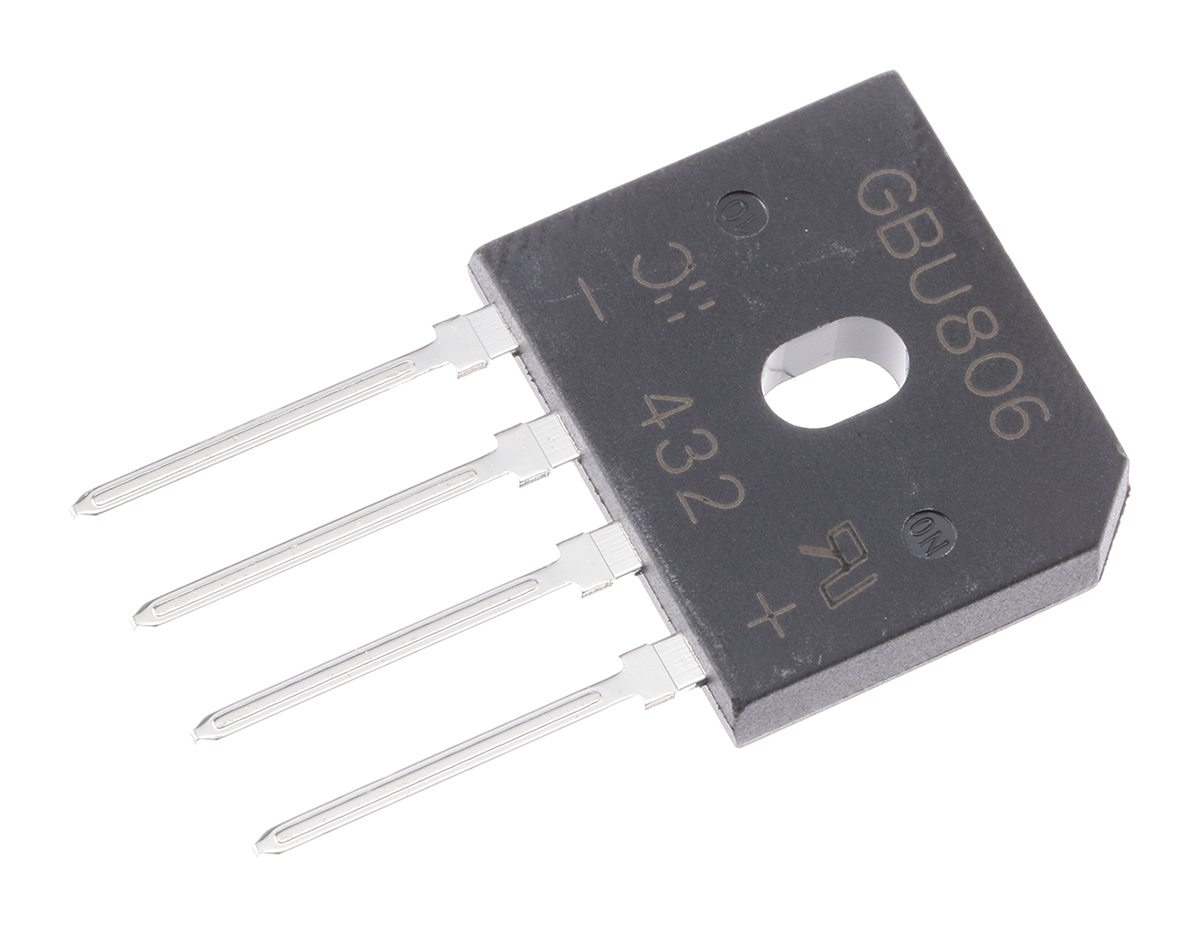 Diodes Inc Bridge Rectifier, 8A, 600V, 4-Pin