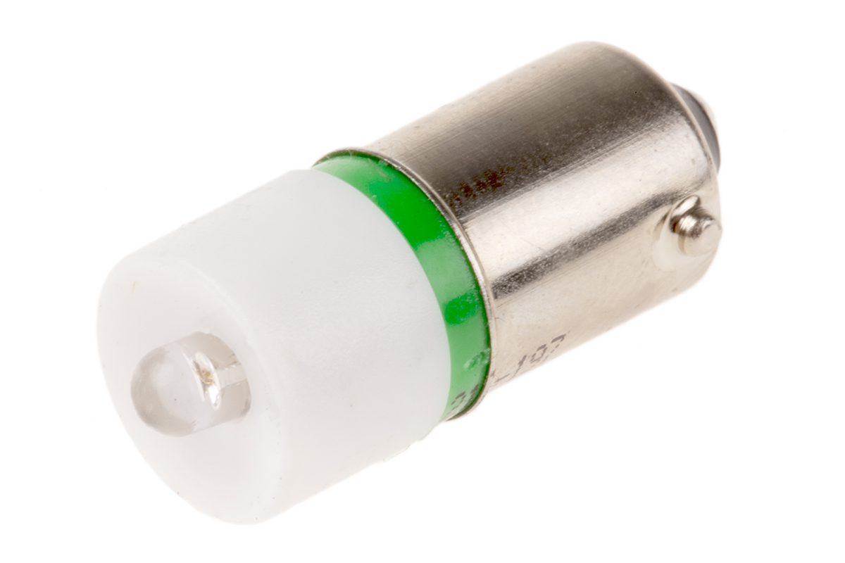 RS PRO Green LED Indicator Lamp, 60V ac/dc, BA9s Base, 10mm Diameter, 330mcd
