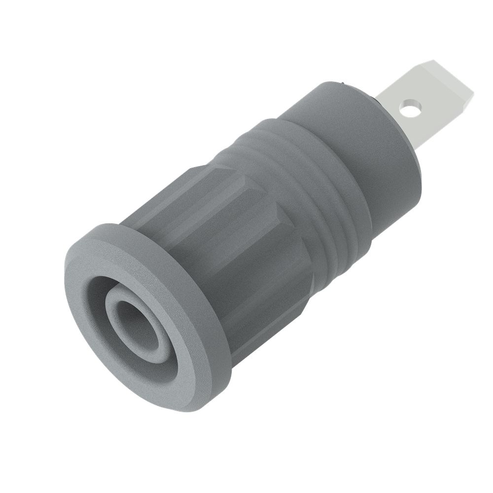 Electro PJP Grey Female Banana Socket, 4 mm Connector, Press Fit Termination, 36A, 1kV, Nickel Plating