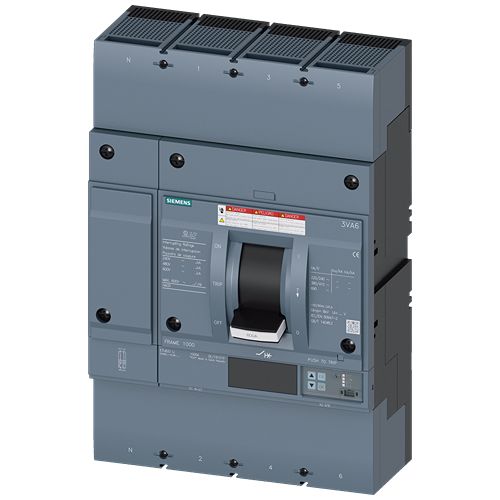 Siemens, SENTRON MCCB Molded Case Circuit Breaker 4P 800A, Breaking Capacity 65 kA, Fixed Mount