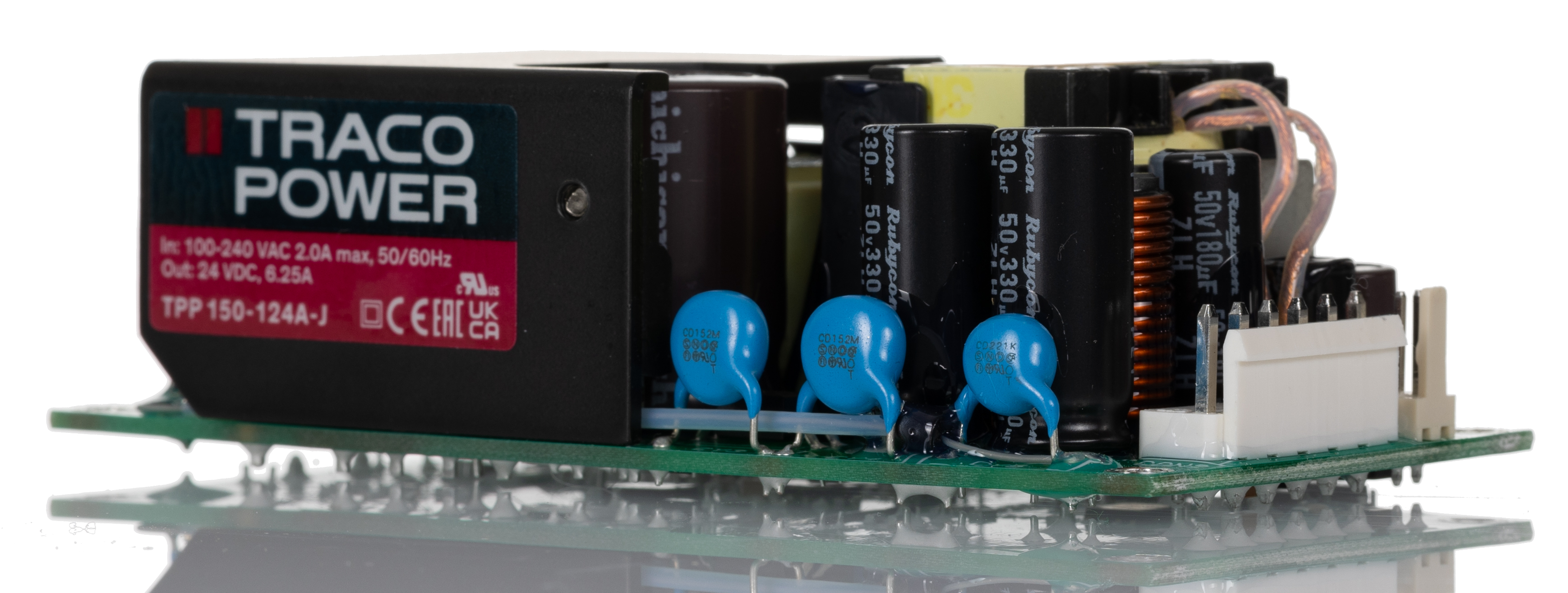 TRACOPOWER Switching Power Supply, TPP 150-124A-J, 24V dc, 6.25mA, 150W, 1 Output, 120 → 370 V dc, 85 →