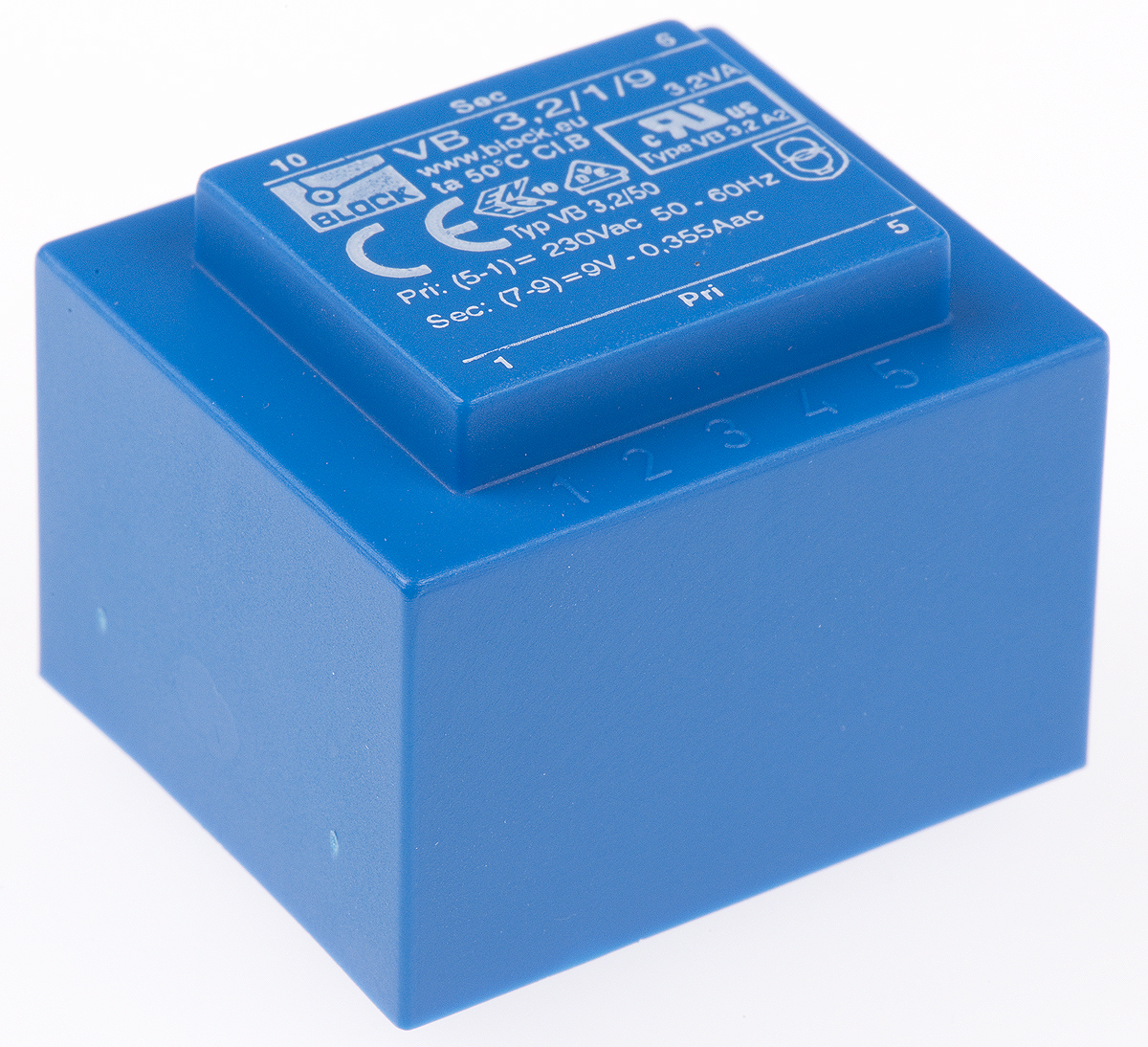 Block 9V ac 1 Output Through Hole PCB Transformer, 3.2VA