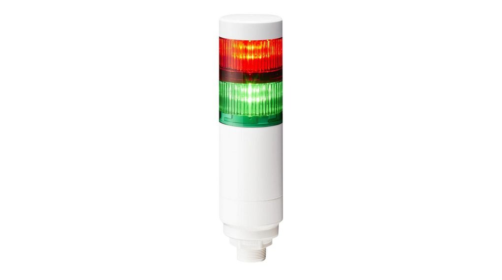 Patlite LR Series Multicolour Signal Tower, 2 Lights, 24 V dc, Nut Mounted
