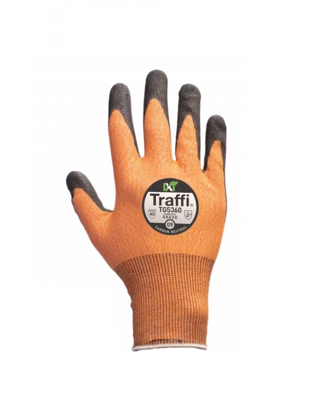 Traffi TG5360 Amber Polyester (Liner) Work Gloves, Size 5