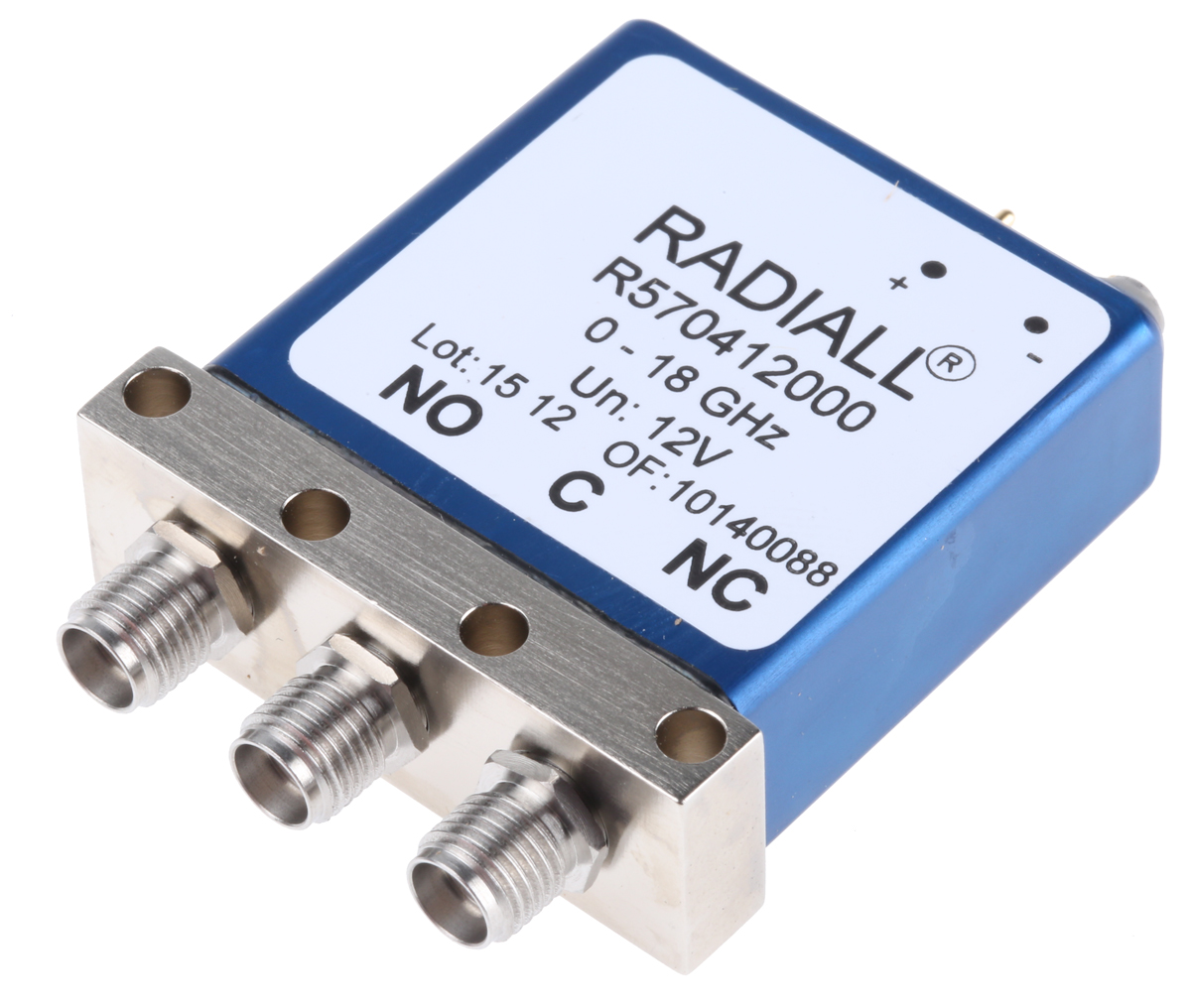 Radiall PCB Mount High Frequency Relay, 12V Coil, 50Ω Impedance, 18GHz Max. Coil Freq., SPDT