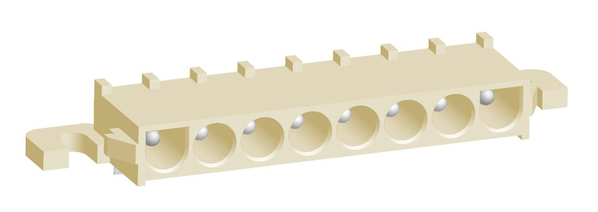 TE Connectivity Universal MATE-N-LOK Series Right Angle Through Hole PCB Header, 8 Contact(s), 6.35 mm Pitch, 1 Row,