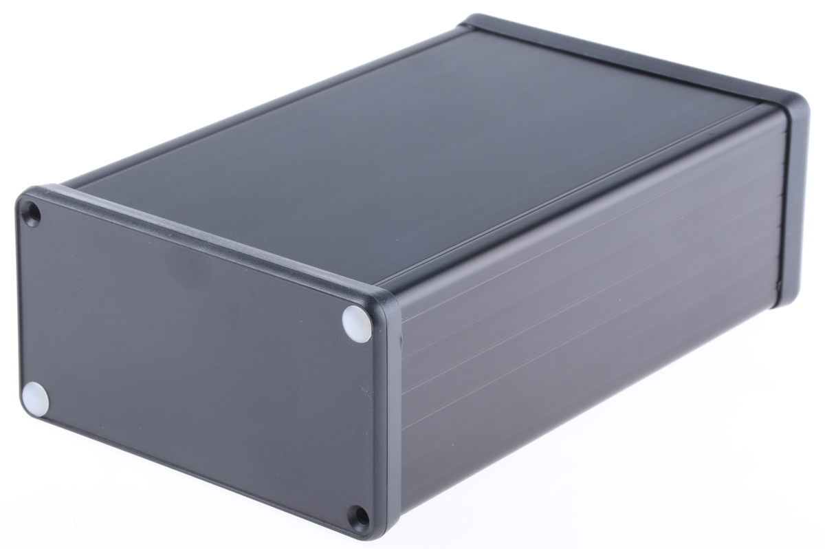 Hammond 1455 Series Black Aluminium Enclosure, IP54, Black Lid, 160 x 103 x 53mm