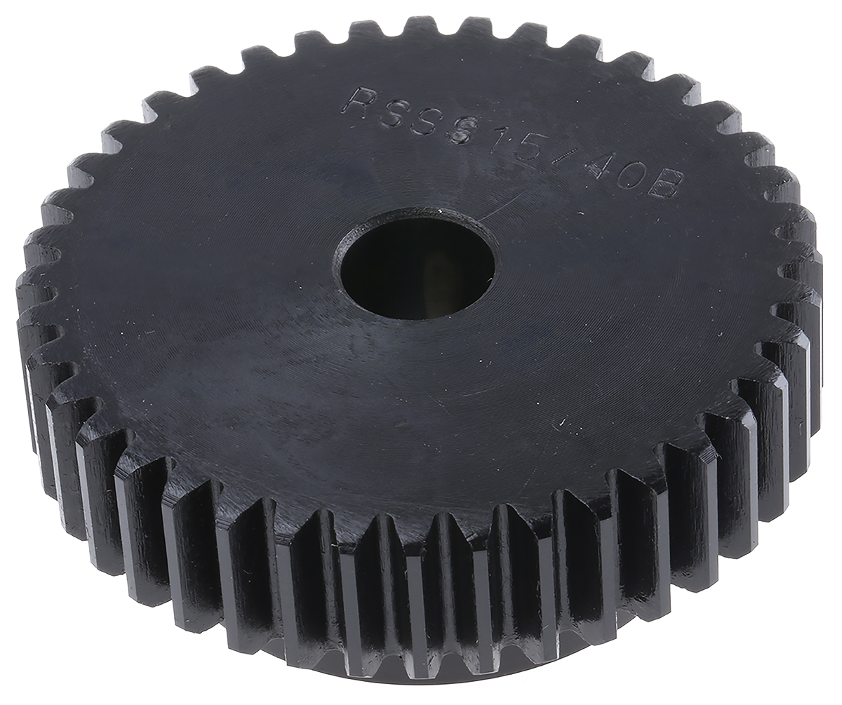 RS PRO Steel 40 Teeth Spur Gear, 1.5 Module, 12mm Bore Diam, 60mm Pitch Diam, 45mm Hub Diam