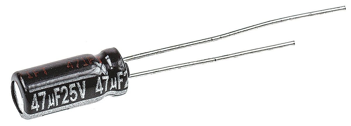 Panasonic 47μF Aluminium Electrolytic Capacitor 25V dc, Radial, Through Hole - EEUEB1E470S