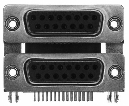 Norcomp 189 15 Way Right Angle Through Hole D-sub Connector Female/Female, 2.769mm Pitch, with 4-40 Hex Standoff, Fork
