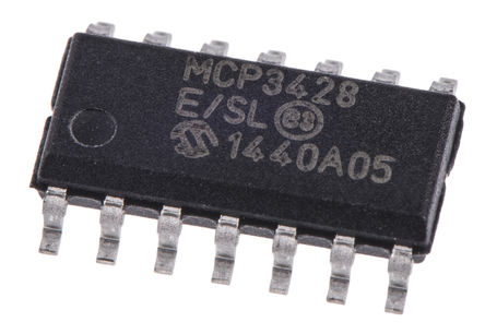 Microchip, Quad 16-bit- ADC 0.015ksps, 14-Pin SOIC