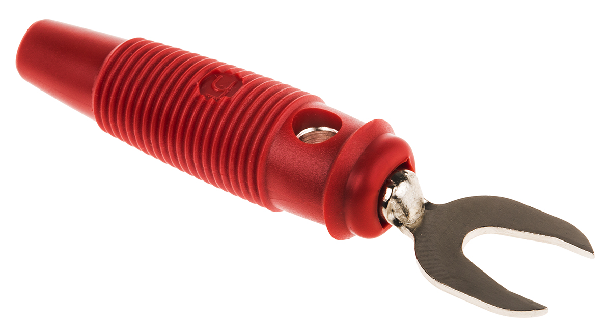 Hirschmann Test & Measurement Red Male Test Terminal, 4 mm Connector, Screw Termination, 30A, 30 V ac, 60V dc, Nickel